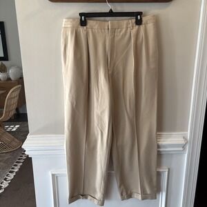 Ralph Lauren Purple Label 36x30 Men's Khaki Dress Wide Leg Trouser Tan Wool